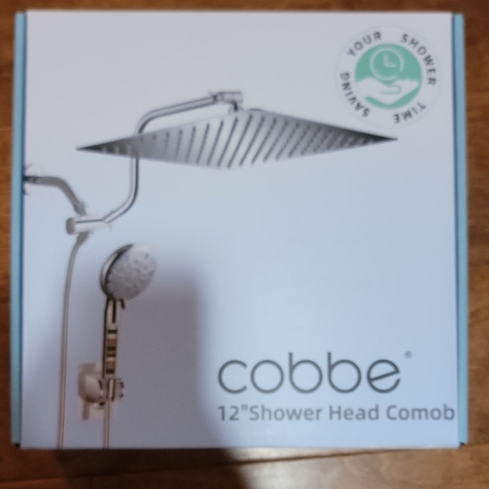 COBBE 12" Black Chrome Rain Shower Head Set